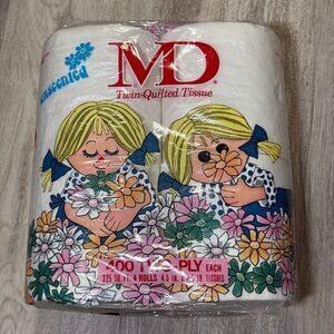 Vintage 1980 MD Twin‎ Quilted Two-PlyWhite Bathroom Tissue (4 PACK) 225 SQ.FT.